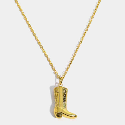Cowboy Boot Pendant Stainless Steel Necklace