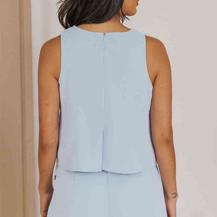 Layered Sleeveless Round Neck Romper