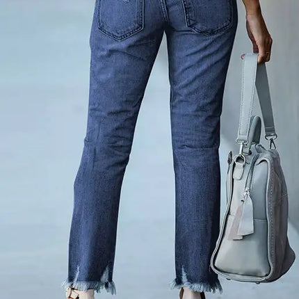 Women's Solid Zip-Fly Shredded Skinny Jeans