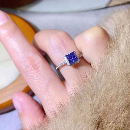 1 Carat Moissanite 925 Sterling Silver Square Ring