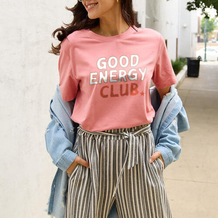 Simply Love Full Size GOOD ENERGY CLUB Short Sleeve T-Shirt