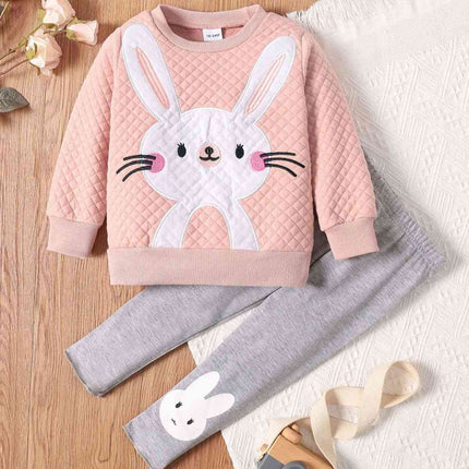 Girls Rabbit Graphic Top and Pants Set