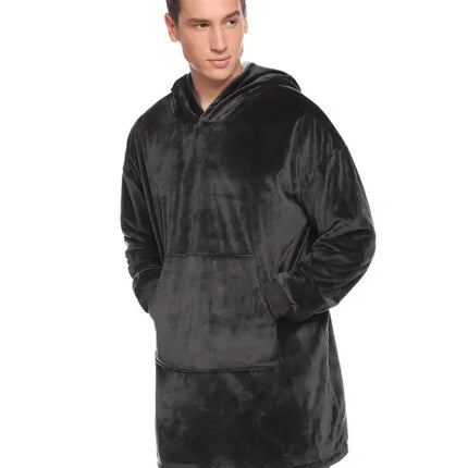 Manta perezosa con bolsillo y capucha de terciopelo de gran tamaño 