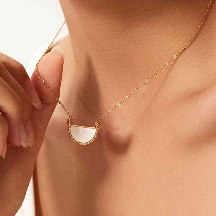 Stainless Steel Semi Circle Pendant Necklace