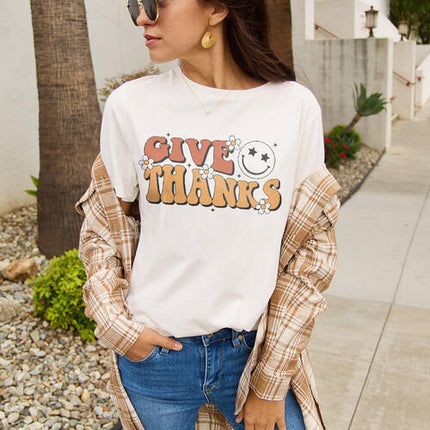 Simply Love Full Size GIVE THANKS Short Sleeve T-Shirt
