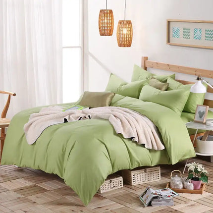 Color: Green, Size: 1.2 to 1.35 - Pure cotton four piece suite fitted a simple plain bedding sheets wholesale cotton twill