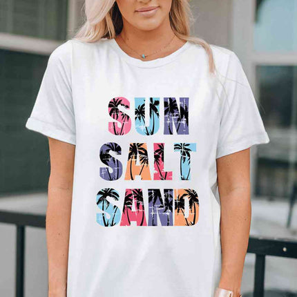 Letter Graphic Round Neck Tee - Vickie Lynn's