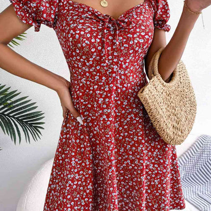 Ditsy Floral Drawstring A-Line Dress