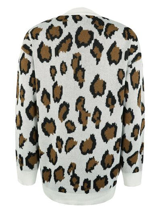 Leopard Open Front Dropped Shoulder Cardigan - Vickie Lynn's