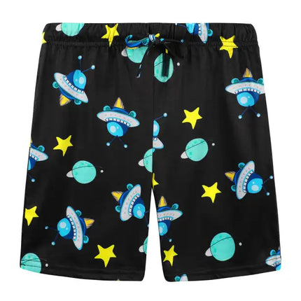 Boy's' Round Neck Cartoon Pattern Short Sleeve Shorts Cotton Pajamas Set