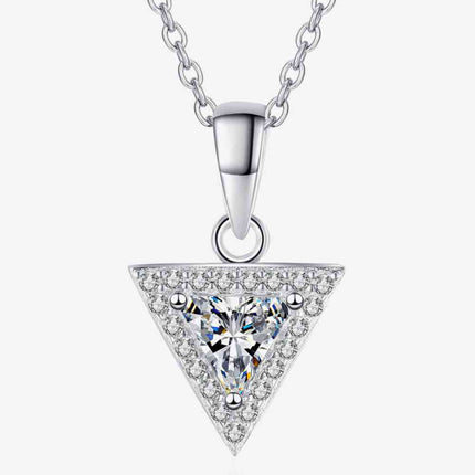 925 Sterling Silver Triangle Moissanite Pendant Necklace