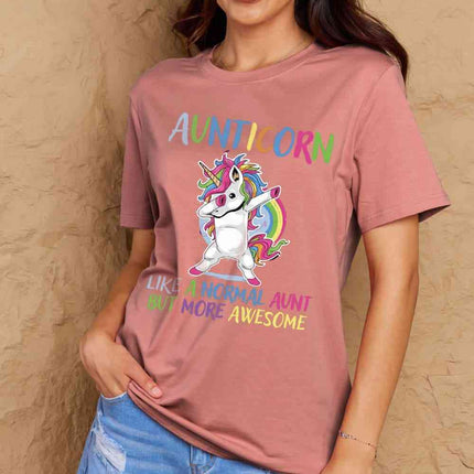 Simply Love Full Size AUNTICORN LIKE A NORMAL AUNT BUT MORE AWESOME Graphic Cotton Tee