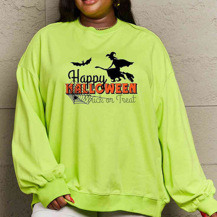Simply Love Full Size HAPPY HALLOWEEN TRICK OR TREAT Graphic Sweatshirt