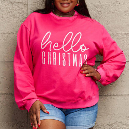 Simply Love Full Size HELLO CHRISTMAS Long Sleeve Sweatshirt