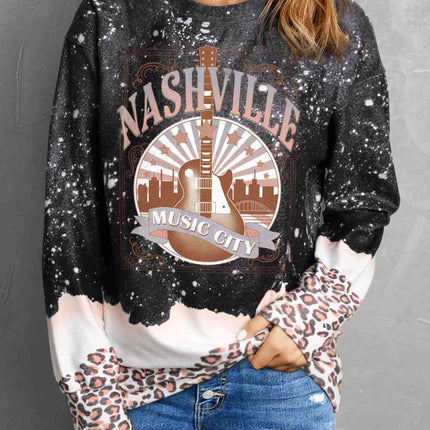 Printed NASHVILLE MUSIC CITY Graphic Sweatshirt