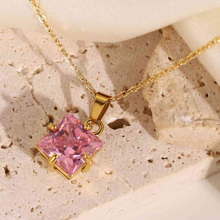 Rhinestone Pendant Gold-Plated Necklace