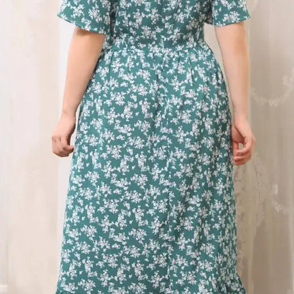 Women's Plus Size Floral Short Sleeve Ruffle Dress