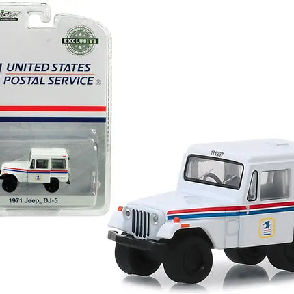1971 Jeep DJ-5 White "United States Postal Service" (USPS) "Hobby Exclusive" 1/64 Diecast Model Car by Greenlight