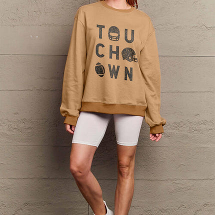Simply Love Full Size TOUCHDOWN Long Sleeve Sweatshirt