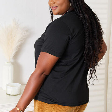 Simply Love Letter Graphic Round Neck T-Shirt - Vickie Lynn's