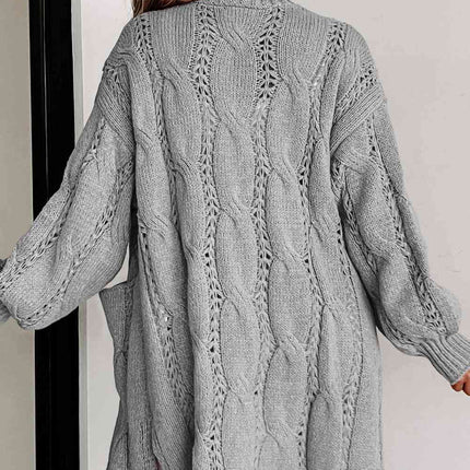 Cable-Knit Dropped Shoulder Cardigan - Vickie Lynn's