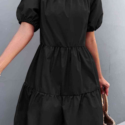 Square Neck Short Sleeve Mini Dress