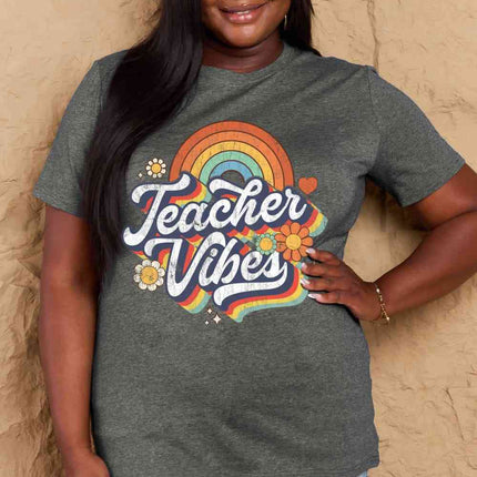 Simply Love Full Size TEACHER VIBES Graphic Cotton T-Shirt