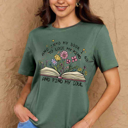 Simply Love Full Size Book & Flower Graphic Cotton Tee
