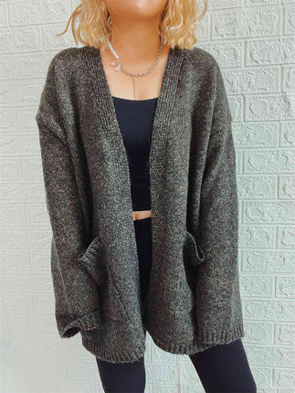 Open Front Long Sleeve Cardigan with Pockets