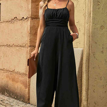 Spaghetti Strap Tied Seam Detail Jumpsuit