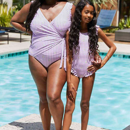 Marina West Swim Full Size Float On Ruffle Faux Wrap One-Piece in Carnation Pink