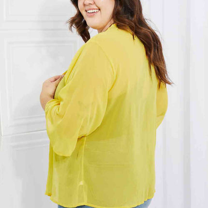 Melody Just Breathe Full Size Chiffon Kimono in Yellow