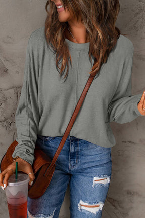 Double Take Full Size Round Neck Long Sleeve T-Shirt - Vickie Lynn's