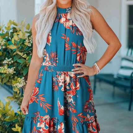 Floral Smocked Waist Sleeveless Dress