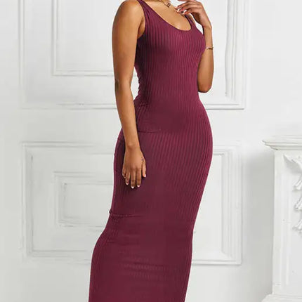 Women's Plus Size Solid Color Sleeveless Dress