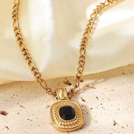18K Gold Plated Inlaid Rhinestone Pendant Necklace