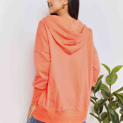 Double Take Quarter-Snap Dropped Shoulder Hoodie - Vickie Lynn's
