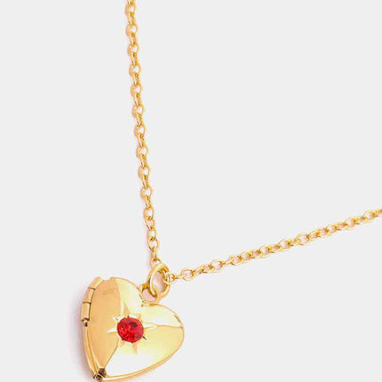 Zircon Heart Shape 14K Gold-Plated Pendant Necklace