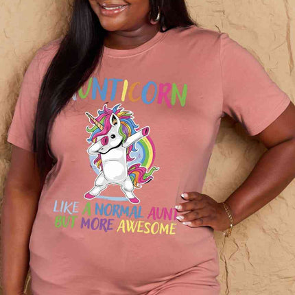Simply Love Full Size AUNTICORN LIKE A NORMAL AUNT BUT MORE AWESOME Graphic Cotton Tee