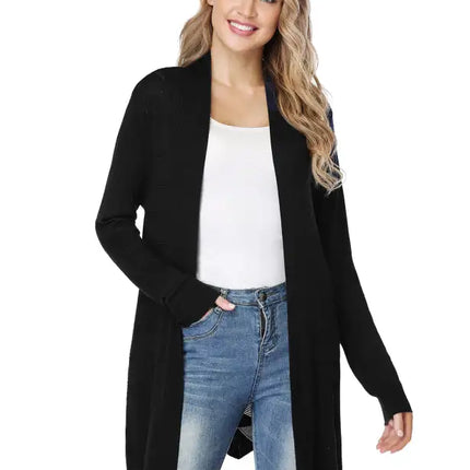 Cárdigan largo calado de punto para mujer 