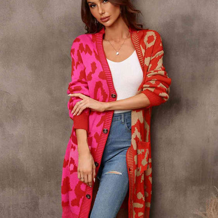 Leopard Button Down Longline Cardigan