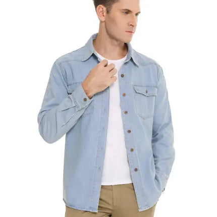 Camisa vaquera de manga larga informal a la moda para hombre 