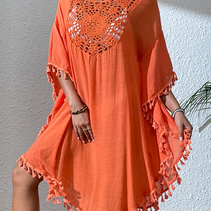 Tassel Cutout Scoop Neck Cover-Up Dress