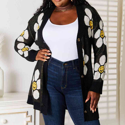 Double Take Floral Button Down Longline Cardigan - Vickie Lynn's