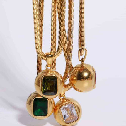 Zircon 18K Gold-Plated Geometrical Shape Pendant Necklace