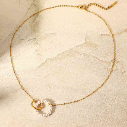 Pearl Hoop Link Pendant Necklace