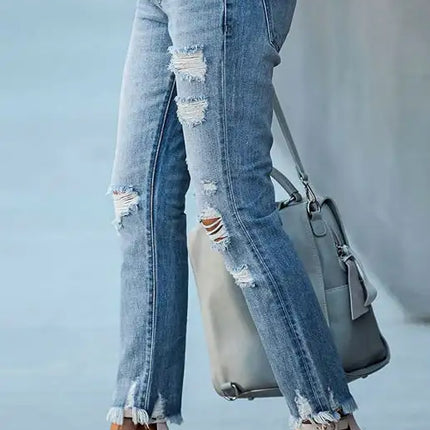 Women's Solid Zip-Fly Shredded Skinny Jeans