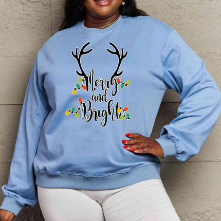 Simply Love Full Size MERRY AND BRIGHT Graphic Sweatshirt