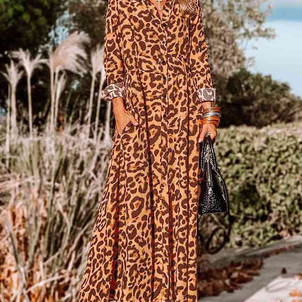 Leopard Buttoned Maxi Dress