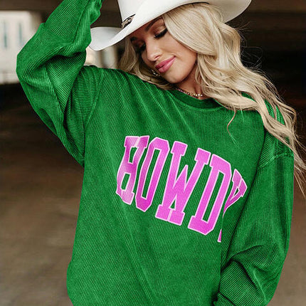 Full Size HOWDY Graphic Round Neck Sweatshirt